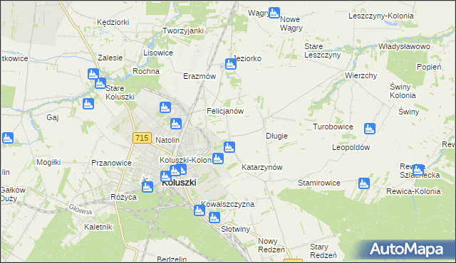 mapa Zygmuntów gmina Koluszki, Zygmuntów gmina Koluszki na mapie Targeo