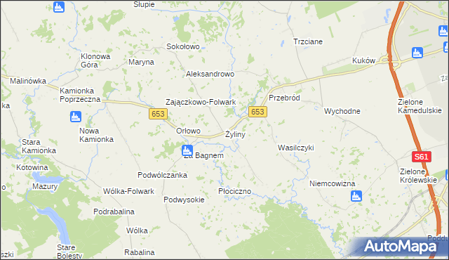 mapa Żyliny gmina Suwałki, Żyliny gmina Suwałki na mapie Targeo
