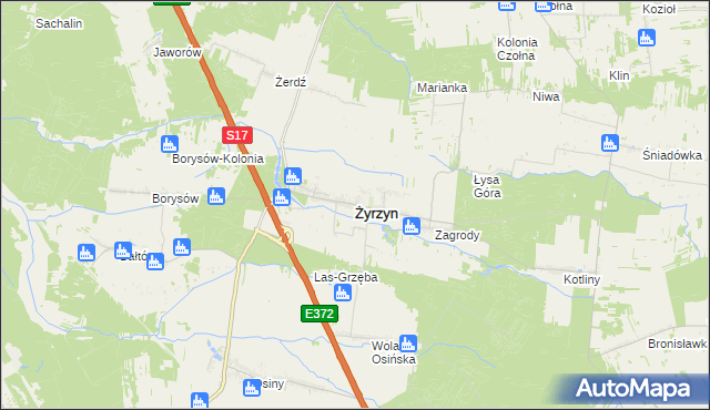 mapa Żyrzyn, Żyrzyn na mapie Targeo