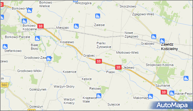 mapa Żytowo gmina Zawidz, Żytowo gmina Zawidz na mapie Targeo