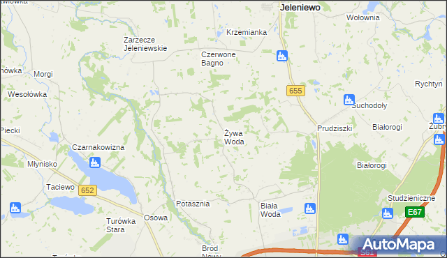 mapa Żywa Woda, Żywa Woda na mapie Targeo