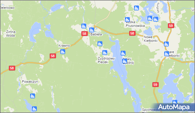 mapa Zyzdrojowy Piecek, Zyzdrojowy Piecek na mapie Targeo