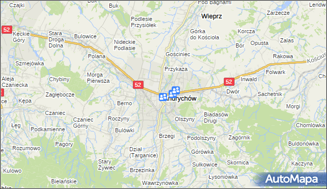 mapa Andrychów, Andrychów na mapie Targeo