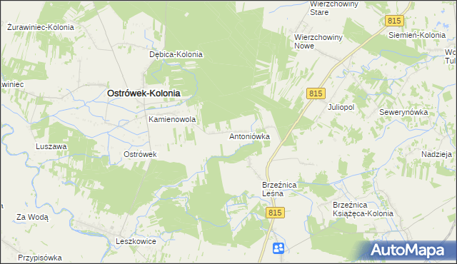 mapa Antoniówka gmina Ostrówek, Antoniówka gmina Ostrówek na mapie Targeo