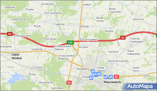 mapa Arynów, Arynów na mapie Targeo