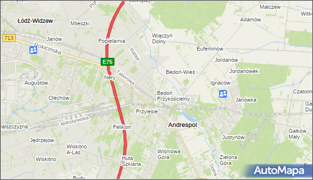 mapa Bedoń Przykościelny, Bedoń Przykościelny na mapie Targeo