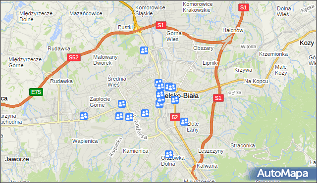 mapa Bielsko-Białej, Bielsko-Biała na mapie Targeo