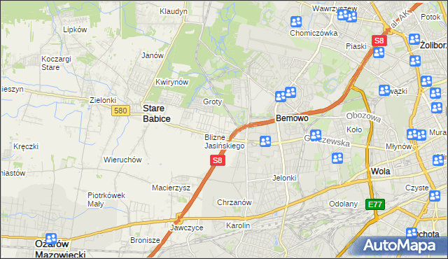 mapa Blizne Łaszczyńskiego, Blizne Łaszczyńskiego na mapie Targeo