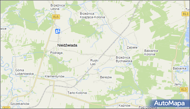 mapa Brzeźnica Bychawska-Kolonia, Brzeźnica Bychawska-Kolonia na mapie Targeo