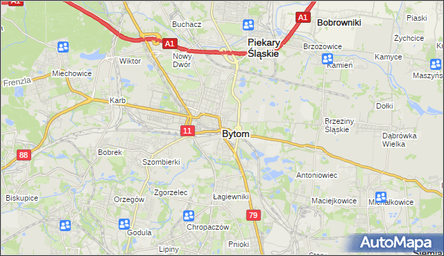 mapa Bytomia, Bytom na mapie Targeo