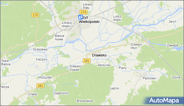 mapa Drawsko, Drawsko na mapie Targeo