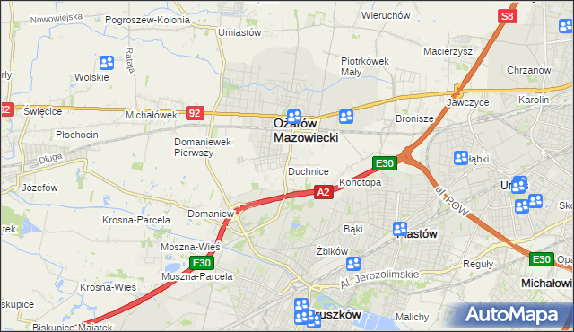 mapa Duchnice, Duchnice na mapie Targeo