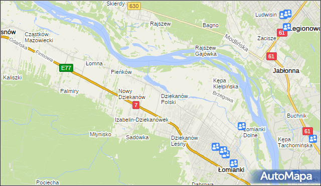 mapa Dziekanów Polski, Dziekanów Polski na mapie Targeo