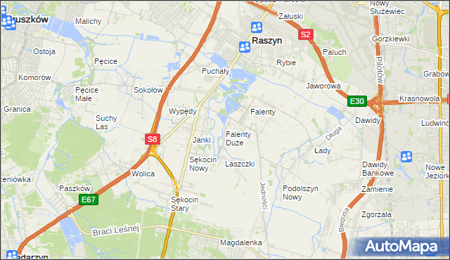 mapa Falenty Duże, Falenty Duże na mapie Targeo