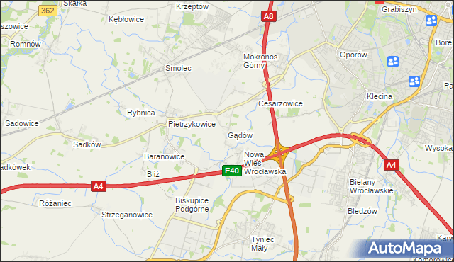 mapa Gądów, Gądów na mapie Targeo