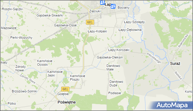 mapa Gąsówka-Oleksin, Gąsówka-Oleksin na mapie Targeo