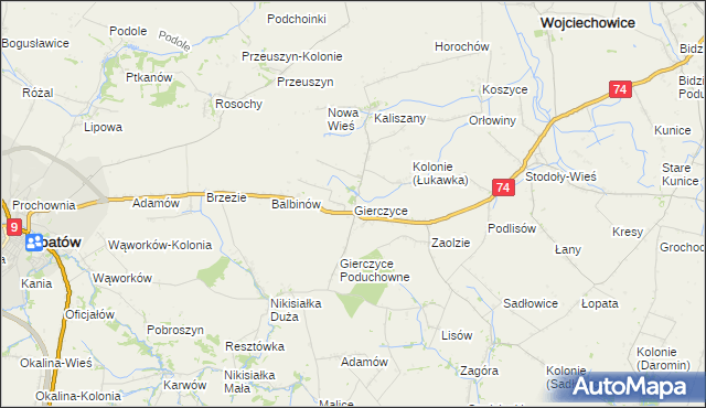 mapa Gierczyce gmina Wojciechowice, Gierczyce gmina Wojciechowice na mapie Targeo