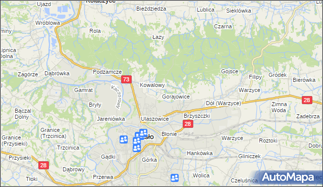 mapa Gorajowice, Gorajowice na mapie Targeo