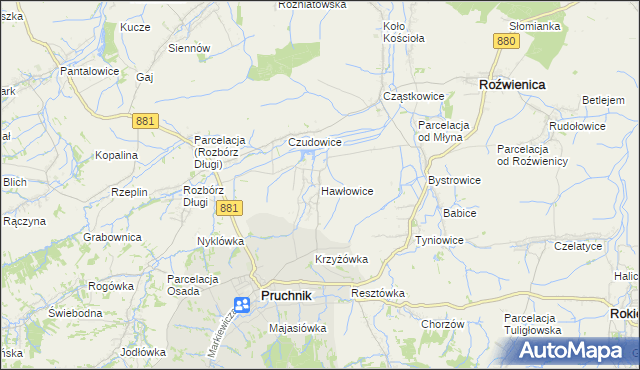 mapa Hawłowice, Hawłowice na mapie Targeo