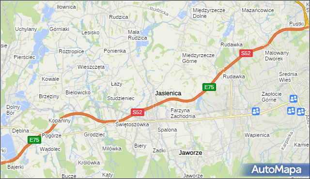 mapa Jasienica powiat bielski, Jasienica powiat bielski na mapie Targeo