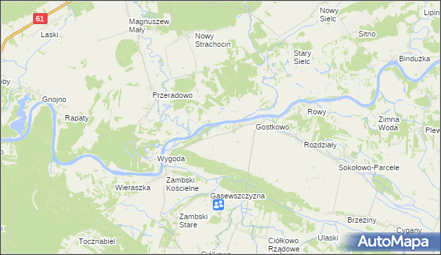 mapa Kalinowo gmina Obryte, Kalinowo gmina Obryte na mapie Targeo