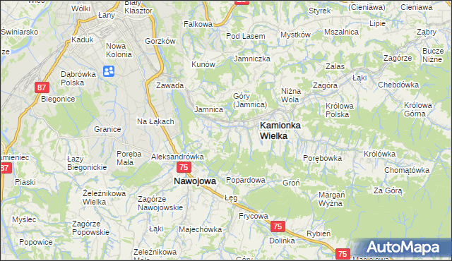 mapa Kamionka Mała gmina Kamionka Wielka, Kamionka Mała gmina Kamionka Wielka na mapie Targeo