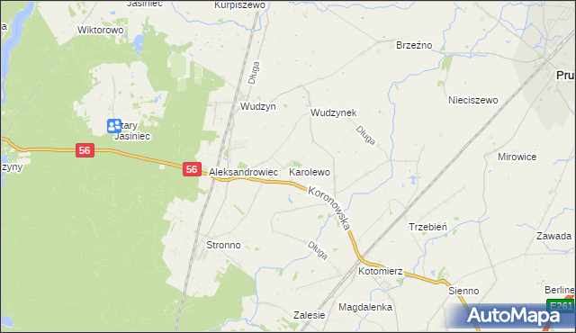 mapa Karolewo gmina Dobrcz, Karolewo gmina Dobrcz na mapie Targeo