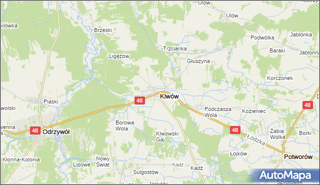 mapa Klwów, Klwów na mapie Targeo