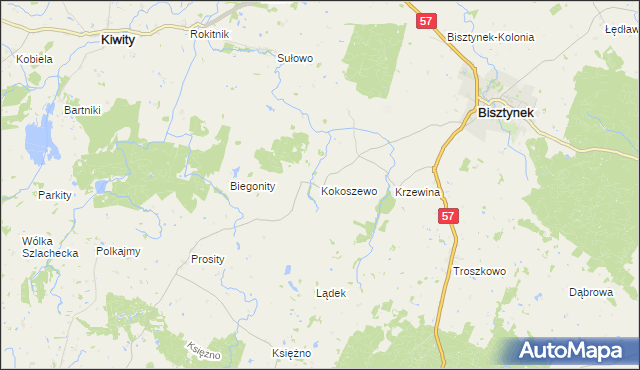 mapa Kokoszewo, Kokoszewo na mapie Targeo