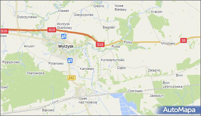 mapa Konstantynowo gmina Wyrzysk, Konstantynowo gmina Wyrzysk na mapie Targeo