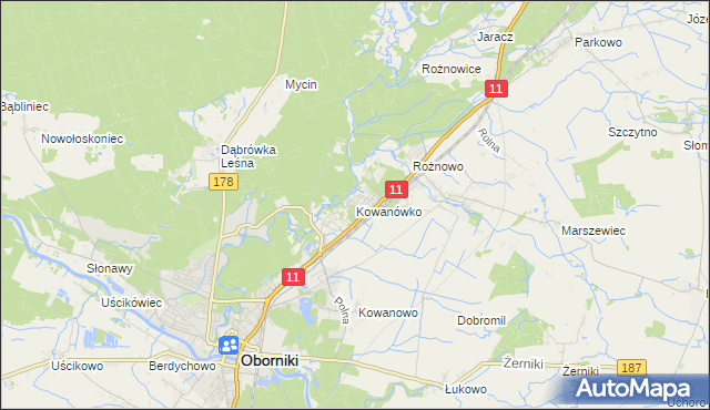 mapa Kowanówko, Kowanówko na mapie Targeo