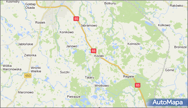 mapa Kozaki gmina Gołdap, Kozaki gmina Gołdap na mapie Targeo