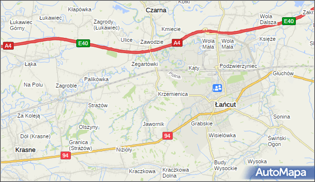 mapa Krzemienica gmina Czarna, Krzemienica gmina Czarna na mapie Targeo