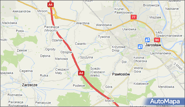 mapa Maleniska gmina Pawłosiów, Maleniska gmina Pawłosiów na mapie Targeo