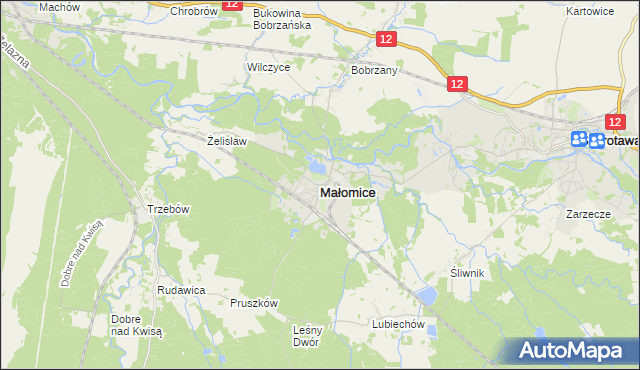 mapa Małomice, Małomice na mapie Targeo