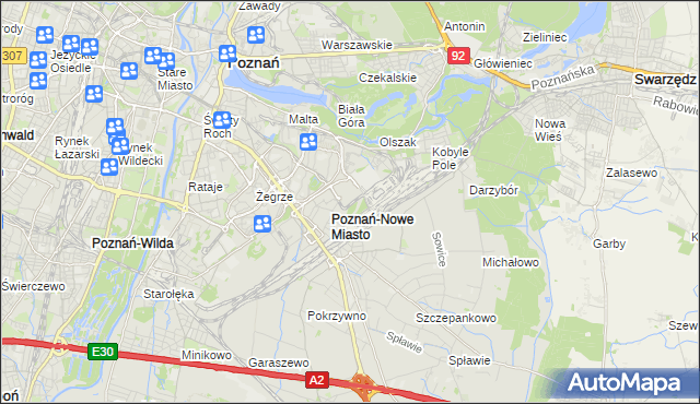 mapa Nowe Miasto gmina Poznań, Nowe Miasto gmina Poznań na mapie Targeo