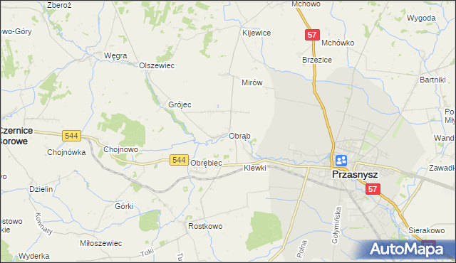 mapa Obrąb gmina Przasnysz, Obrąb gmina Przasnysz na mapie Targeo