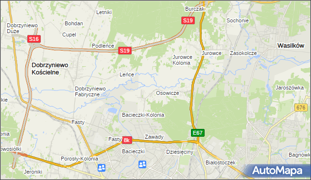 mapa Osowicze, Osowicze na mapie Targeo