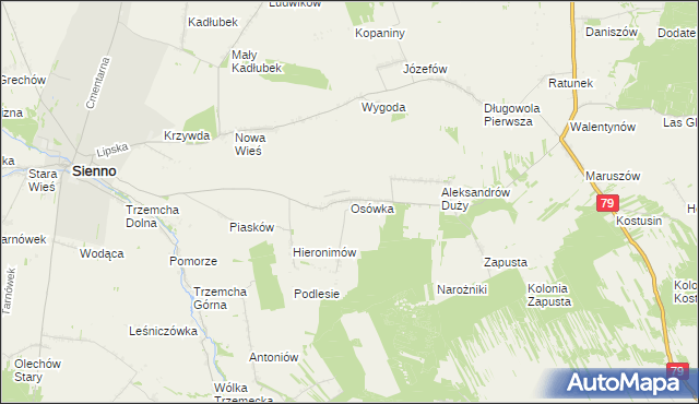 mapa Osówka gmina Sienno, Osówka gmina Sienno na mapie Targeo