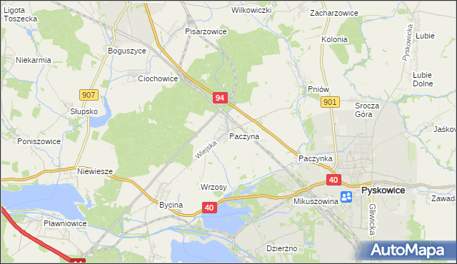 mapa Paczyna, Paczyna na mapie Targeo