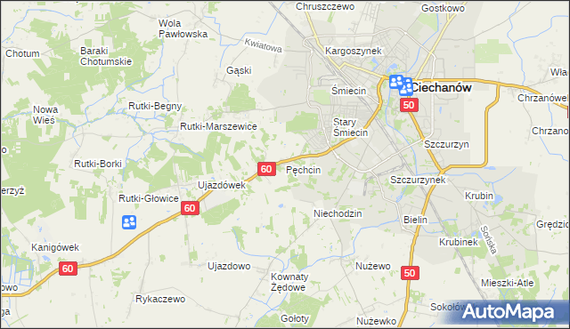 mapa Pęchcin, Pęchcin na mapie Targeo