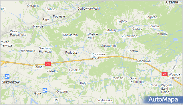 mapa Pogórska Wola, Pogórska Wola na mapie Targeo