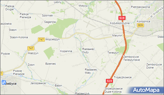 mapa Radawiec Duży, Radawiec Duży na mapie Targeo