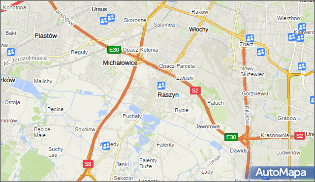 mapa Raszyn powiat pruszkowski, Raszyn powiat pruszkowski na mapie Targeo