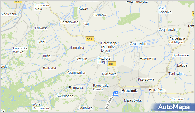 mapa Rozbórz Długi, Rozbórz Długi na mapie Targeo