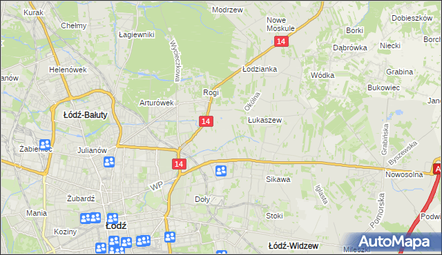 mapa Różki gmina Łódź, Różki gmina Łódź na mapie Targeo