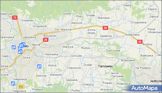 mapa Roztoki gmina Tarnowiec, Roztoki gmina Tarnowiec na mapie Targeo