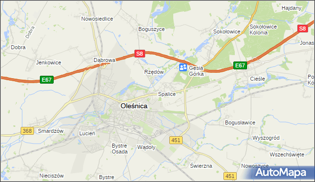 mapa Spalice, Spalice na mapie Targeo