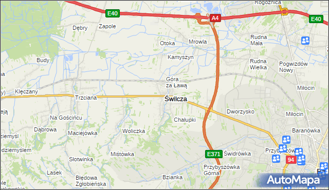 mapa Świlcza, Świlcza na mapie Targeo