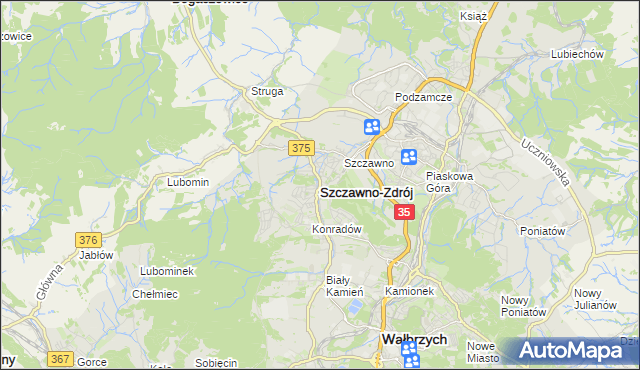 mapa Szczawno-Zdrój, Szczawno-Zdrój na mapie Targeo